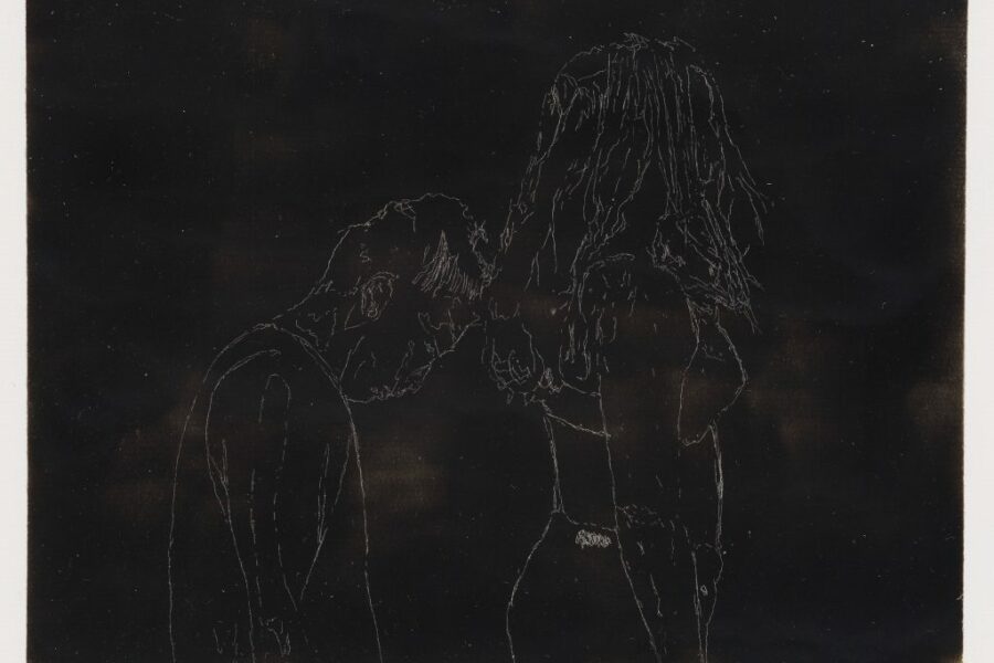 Judith & Holopherne, drawing, 2020, Benoit Villain. from the performance Judith JHP. Photo NDewitte, 2020.